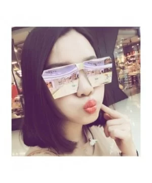 Oversized Square Metal Sunglasses Mirrored Color reflective lens Aviator Sunglasses UV400 - Purple - CU18SM82W0U $9.94 Square