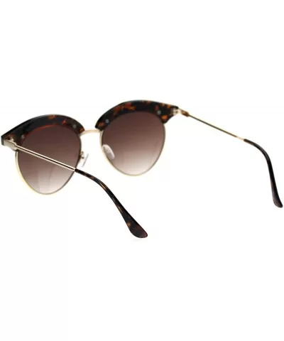 Womens Pearl Jewel Half Rim Chic Sunglasses - Tortoise Gold Brown - CK18T2RU0A3 $9.02 Round