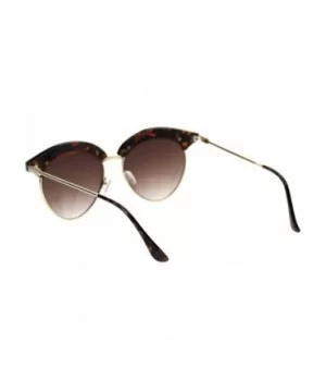 Womens Pearl Jewel Half Rim Chic Sunglasses - Tortoise Gold Brown - CK18T2RU0A3 $9.02 Round