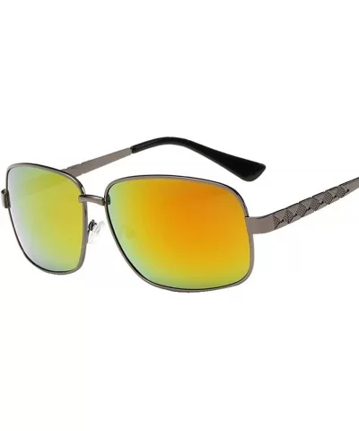 Men's Polarized outdoor Fishing Sunglasses Metal frame dark glasses - Gun Grey/Red Coated C3 - CE12DV7G3TH $9.76 Aviator