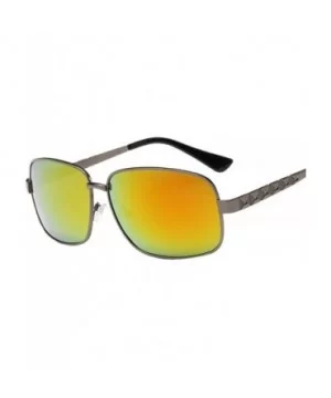 Men's Polarized outdoor Fishing Sunglasses Metal frame dark glasses - Gun Grey/Red Coated C3 - CE12DV7G3TH $9.76 Aviator