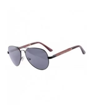 Pilot Metal Frame UV400 Polarized Sun Glasses Wood Sunglasses for Men-S1570 - Black&red Sandalwood Frame - CY193LXKHHL $13.42...