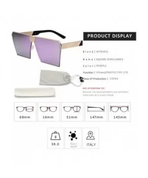 Oversized Square Metal Sunglasses Mirrored Color reflective lens Aviator Sunglasses UV400 - Purple - CU18SM82W0U $9.94 Square