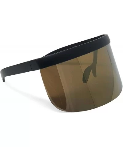 Large Wide Frame Cybertic Sunglasses w/Mirrored Reflective Lens - Brown Mirror Lens - C718K0SRU3D $11.21 Wrap