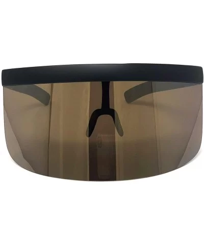 Large Wide Frame Cybertic Sunglasses w/Mirrored Reflective Lens - Brown Mirror Lens - C718K0SRU3D $11.21 Wrap