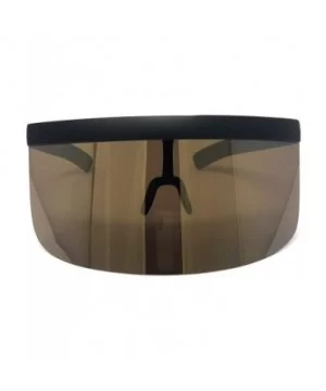 Large Wide Frame Cybertic Sunglasses w/Mirrored Reflective Lens - Brown Mirror Lens - C718K0SRU3D $11.21 Wrap