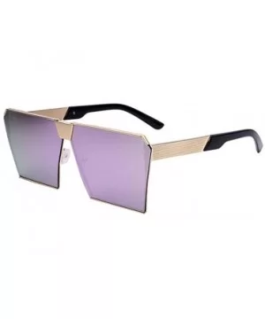 Oversized Square Metal Sunglasses Mirrored Color reflective lens Aviator Sunglasses UV400 - Purple - CU18SM82W0U $9.94 Square