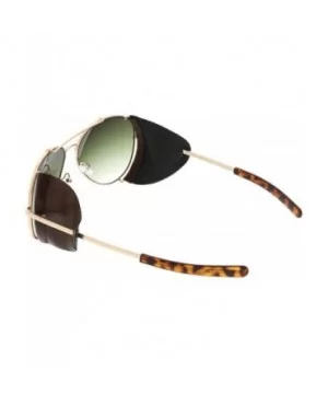 Steampunk Metal Crossbar Faux Leather Side Cover Gradient Lens Aviator Sunglasses 58mm - Gold / Green - C01855CSR0G $11.35 Av...