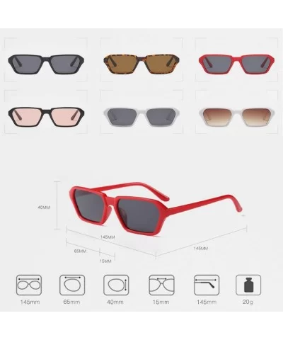 Vintage Rectangle Sunglasses Small Frame Women Square Fashion Eyewear - White Brown - CZ18DWETGZ8 $5.42 Goggle