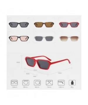 Vintage Rectangle Sunglasses Small Frame Women Square Fashion Eyewear - White Brown - CZ18DWETGZ8 $5.42 Goggle