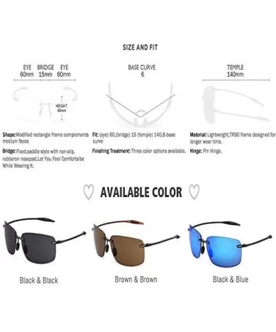 Classic Sports Sunglasses Men Women Male Driving Golf Rectangle Rimless Ultralight Frame Sun Glasses UV400 - CE18Y7DN2WX $19....