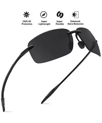 Classic Sports Sunglasses Men Women Male Driving Golf Rectangle Rimless Ultralight Frame Sun Glasses UV400 - CE18Y7DN2WX $19....