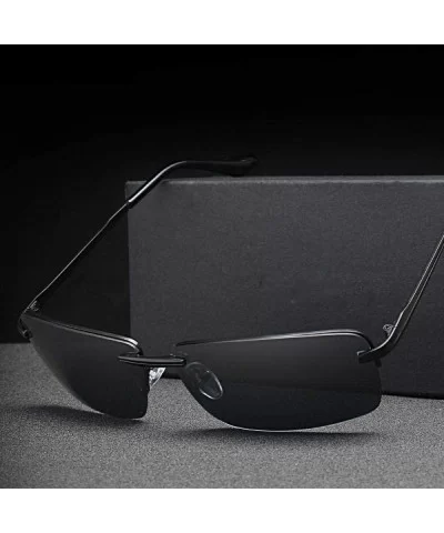 Men's Rectangular Frameless Polarized Sunglasses UV400 Y8905 C1BOX - Y8905 C2box - C718XDWWO3D $10.48 Rectangular