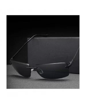 Men's Rectangular Frameless Polarized Sunglasses UV400 Y8905 C1BOX - Y8905 C2box - C718XDWWO3D $10.48 Rectangular