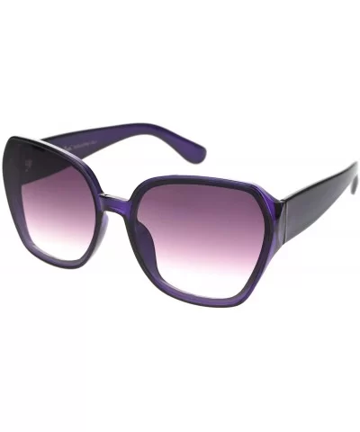 Womens Classy Designer Fashion Plastic Squared Butterfly Sunglasses - Purple - CC18OGDSH70 $6.67 Butterfly