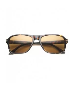 Modern Fashion Casual Lifestyle Metal Accented Rectangular Sunglasses 56mm - Shiny Tortoise / Brown - CT124K98LQX $6.04 Sport