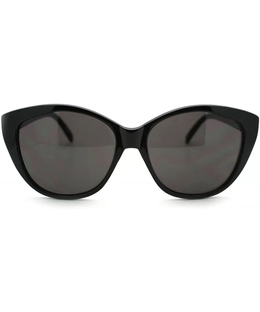 Women's Simple Classy Sunglasses Oval Round Butterfly Frame - Black - C511P9CJZVB $5.68 Round