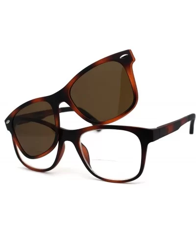 Polarized Magnetic Clip On Shade Sunglasses Bifocal Reading Glasses - Tortoise Brown - C618ICAEWHZ $14.18 Rectangular