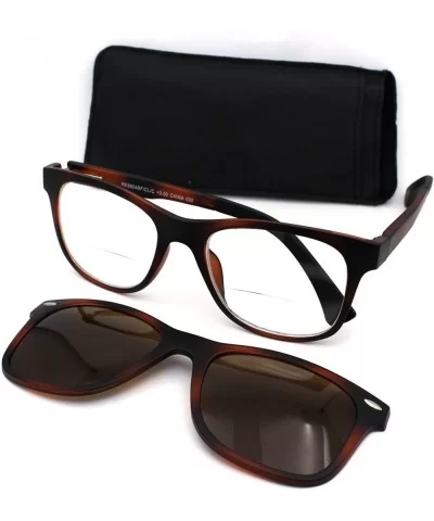 Polarized Magnetic Clip On Shade Sunglasses Bifocal Reading Glasses - Tortoise Brown - C618ICAEWHZ $14.18 Rectangular