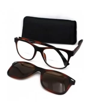 Polarized Magnetic Clip On Shade Sunglasses Bifocal Reading Glasses - Tortoise Brown - C618ICAEWHZ $14.18 Rectangular