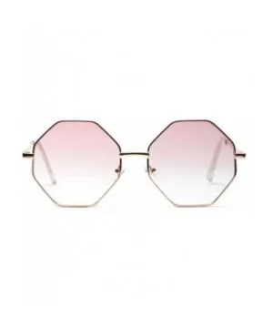 Fashion Women Polygon Sunglasses Retro Metal Frame Lens Vintage Luxury Mirror Square - 5 - CM198ZLK44Z $26.81 Shield