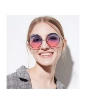 Fashion Women Polygon Sunglasses Retro Metal Frame Lens Vintage Luxury Mirror Square - 5 - CM198ZLK44Z $26.81 Shield