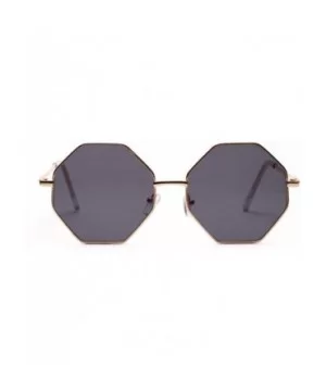 Fashion Women Polygon Sunglasses Retro Metal Frame Lens Vintage Luxury Mirror Square - 5 - CM198ZLK44Z $26.81 Shield