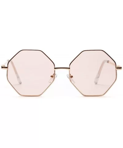 Fashion Women Polygon Sunglasses Retro Metal Frame Lens Vintage Luxury Mirror Square - 5 - CM198ZLK44Z $26.81 Shield