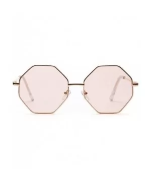 Fashion Women Polygon Sunglasses Retro Metal Frame Lens Vintage Luxury Mirror Square - 5 - CM198ZLK44Z $26.81 Shield