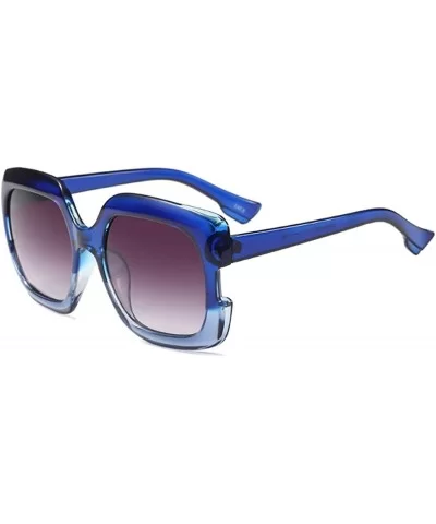 Sunglasses Oversized Rectangular Frame Women's Fashion Sun Resin frame - Blue - CI18DWDCXE7 $8.76 Rectangular