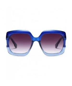 Sunglasses Oversized Rectangular Frame Women's Fashion Sun Resin frame - Blue - CI18DWDCXE7 $8.76 Rectangular