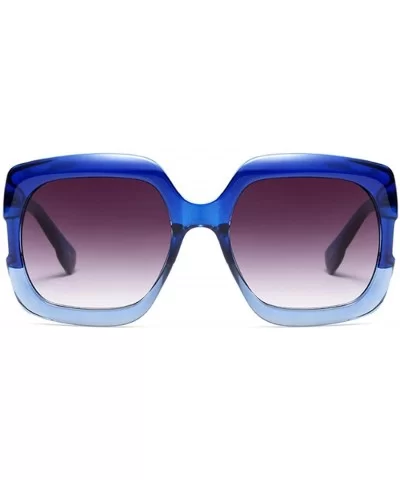 Sunglasses Oversized Rectangular Frame Women's Fashion Sun Resin frame - Blue - CI18DWDCXE7 $8.76 Rectangular