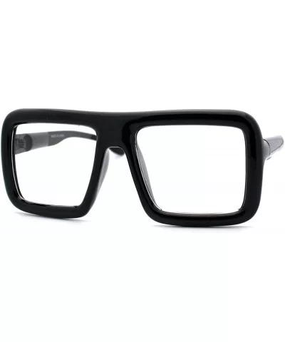 Runway Heavy Plastic Frame Rectangular Geeky Optical Eye Glasses - Black - CP11YSKSGSN $7.12 Rectangular