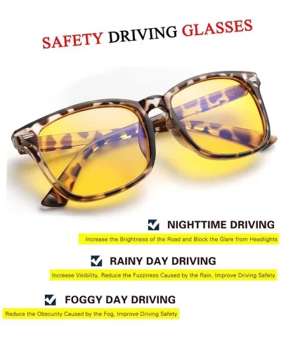 HD Night Driving Glasses for Men Women Anti-glare Safety Glasses- Perfect for Any Weather - Tortoiseshell - CW18CI30QSY $25.4...