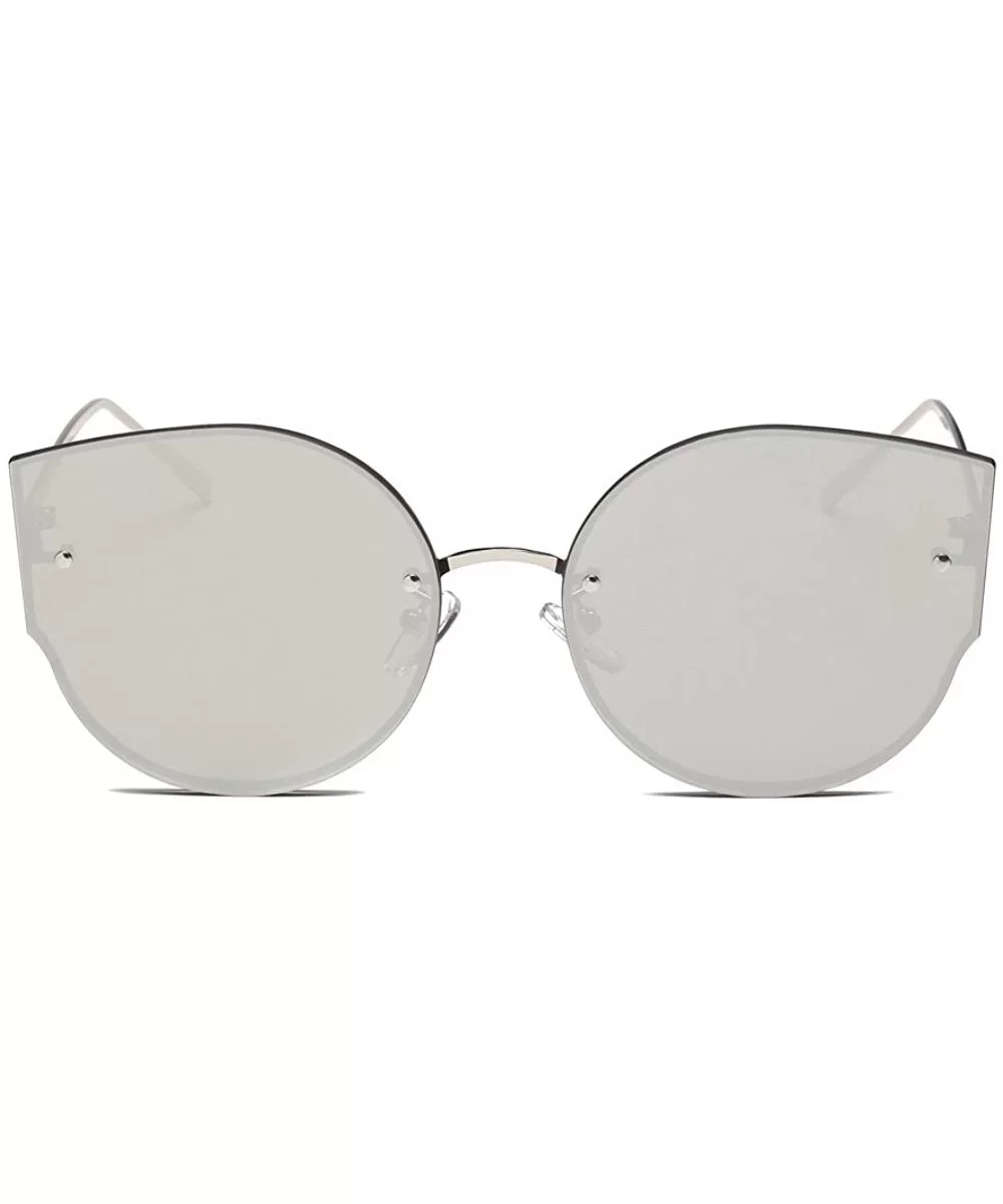 Fashion Vintage Cat Eye Sunglasses for Women-Flat Lens Eyewear UV 400 Protection - Silver - CO18UUS0DCE $7.82 Cat Eye