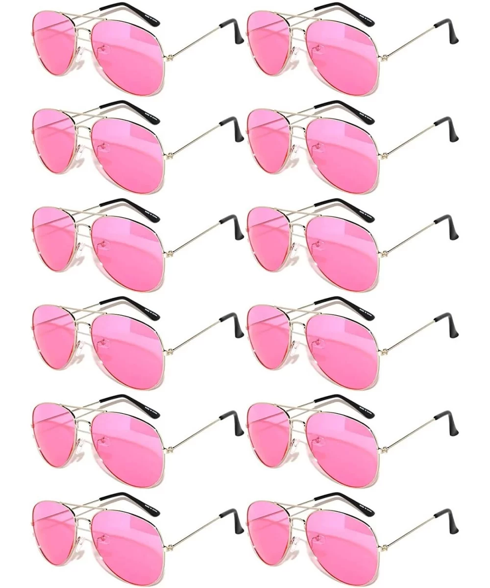 Women's Men's Sunglasses Aviator Metal Frame Colored Lens - Pink_12p - C2187Y7XUM8 $18.79 Aviator