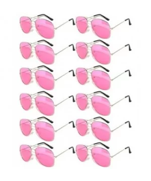 Women's Men's Sunglasses Aviator Metal Frame Colored Lens - Pink_12p - C2187Y7XUM8 $18.79 Aviator