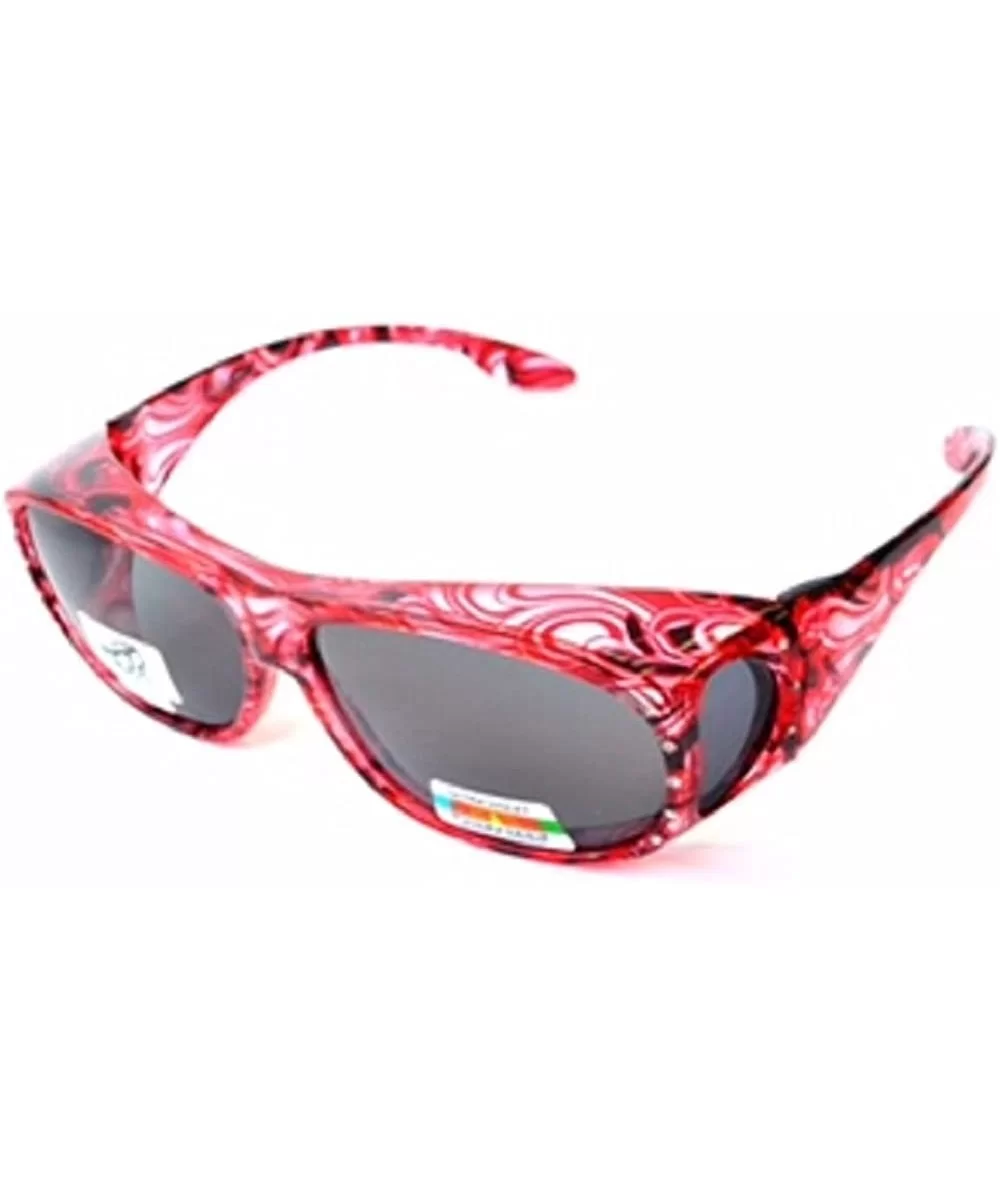 Polarized Rhinestone Wear Over Sunglasses - Size Large - Oval Rectangular Fit Over Lens Cover Sunglasses - Red - CF12GZDKJ1H ...