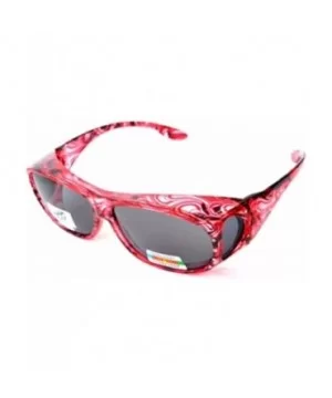 Polarized Rhinestone Wear Over Sunglasses - Size Large - Oval Rectangular Fit Over Lens Cover Sunglasses - Red - CF12GZDKJ1H ...