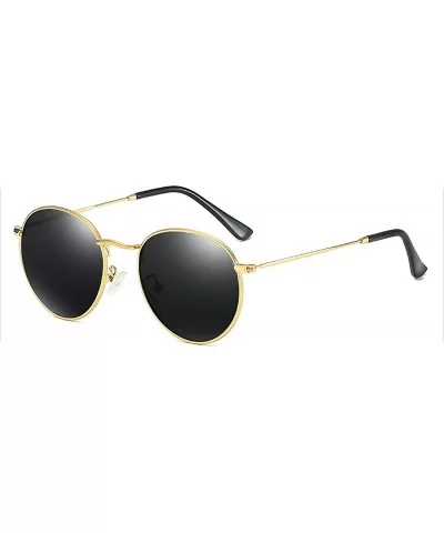 Retro Round Sunglasses Men Polarized Uv400 2019 Summer Sun Glasses Male Driving Metal Frame Gold Black Green - CZ197Y77O0X $2...