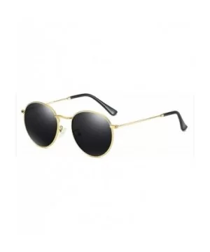 Retro Round Sunglasses Men Polarized Uv400 2019 Summer Sun Glasses Male Driving Metal Frame Gold Black Green - CZ197Y77O0X $2...