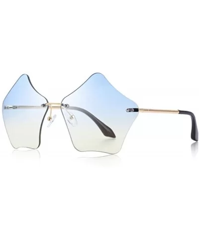 DESIGN Women Rimless Sunglasses Gradient Lens UV400 Protection S6173 C08 Brown - C03 Blue - C718YQWERUN $10.55 Rimless