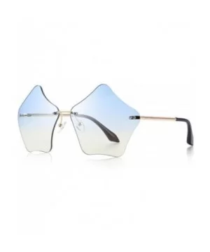 DESIGN Women Rimless Sunglasses Gradient Lens UV400 Protection S6173 C08 Brown - C03 Blue - C718YQWERUN $10.55 Rimless