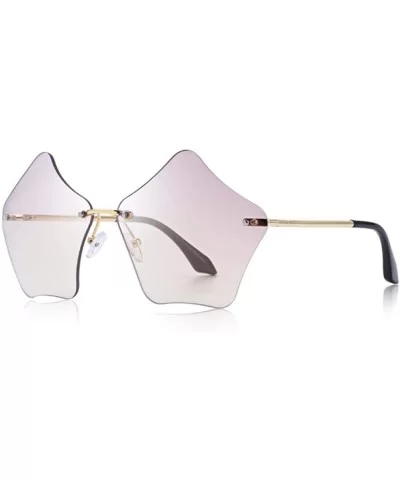 DESIGN Women Rimless Sunglasses Gradient Lens UV400 Protection S6173 C08 Brown - C03 Blue - C718YQWERUN $10.55 Rimless