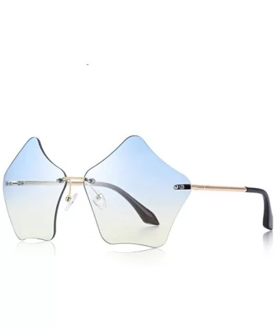 DESIGN Women Rimless Sunglasses Gradient Lens UV400 Protection S6173 C08 Brown - C03 Blue - C718YQWERUN $10.55 Rimless