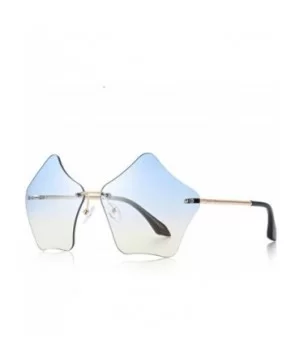 DESIGN Women Rimless Sunglasses Gradient Lens UV400 Protection S6173 C08 Brown - C03 Blue - C718YQWERUN $10.55 Rimless