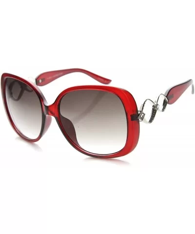 Women's Oversize Decorative Metal Detail Butterfly Sunglasses 60mm - Red-silver / Lavender - CT126OMSGD7 $5.42 Butterfly