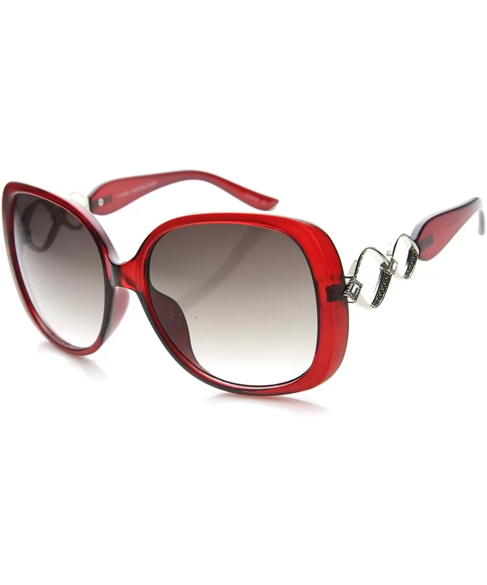 Women's Oversize Decorative Metal Detail Butterfly Sunglasses 60mm - Red-silver / Lavender - CT126OMSGD7 $5.42 Butterfly