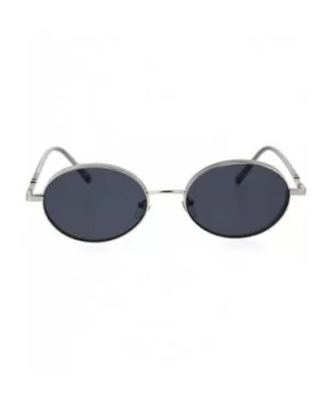 Mens Oval Round Retro Ironic Dad Shade Luxury Sunglasses - Silver Black - CR18T322LGQ $11.37 Round