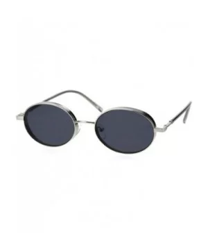 Mens Oval Round Retro Ironic Dad Shade Luxury Sunglasses - Silver Black - CR18T322LGQ $11.37 Round